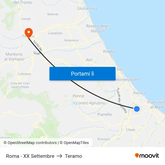 Roma - XX Settembre to Teramo map