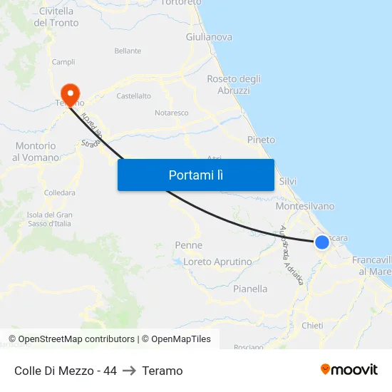Colle Di Mezzo - 44 to Teramo map