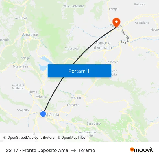 SS 17 - Fronte Deposito Ama to Teramo map
