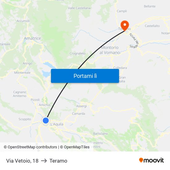 Via Vetoio, 18 to Teramo map