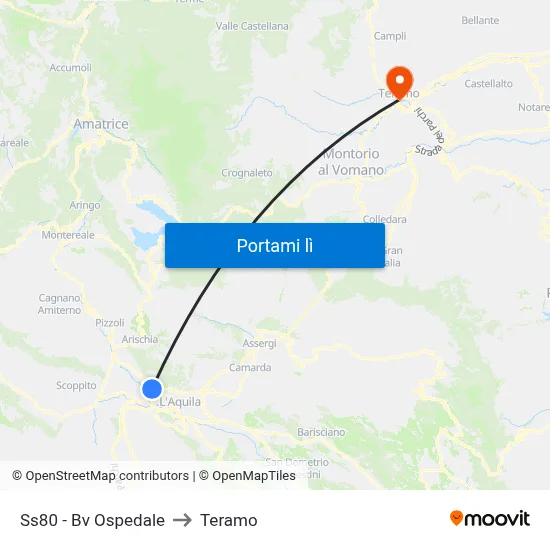 Ss80 - Bv Ospedale to Teramo map