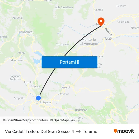 Via Caduti Traforo Del Gran Sasso, 4 to Teramo map