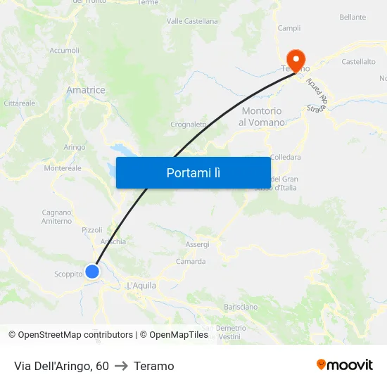Via Dell'Aringo, 60 to Teramo map
