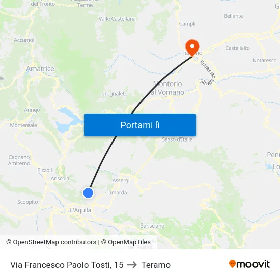 Via Francesco Paolo Tosti, 15 to Teramo map