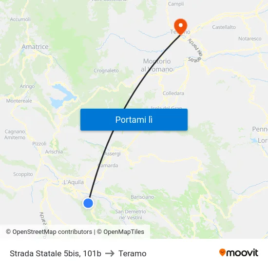 Strada Statale 5bis, 101b to Teramo map