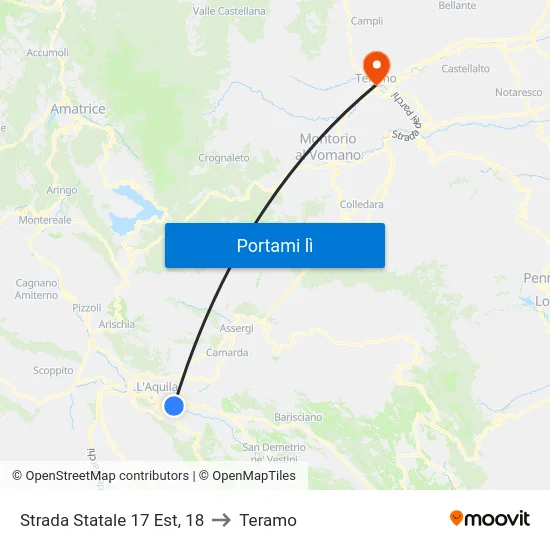 Strada Statale 17 Est, 18 to Teramo map