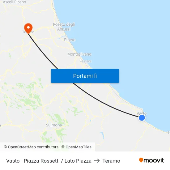 Vasto - Piazza Rossetti / Lato Piazza to Teramo map