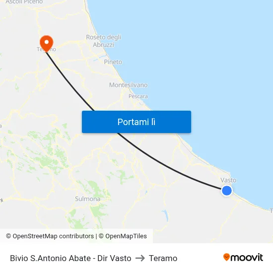 Bivio S.Antonio Abate - Dir Vasto to Teramo map
