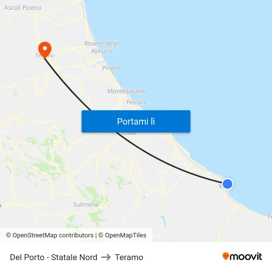 Del Porto - Statale Nord to Teramo map
