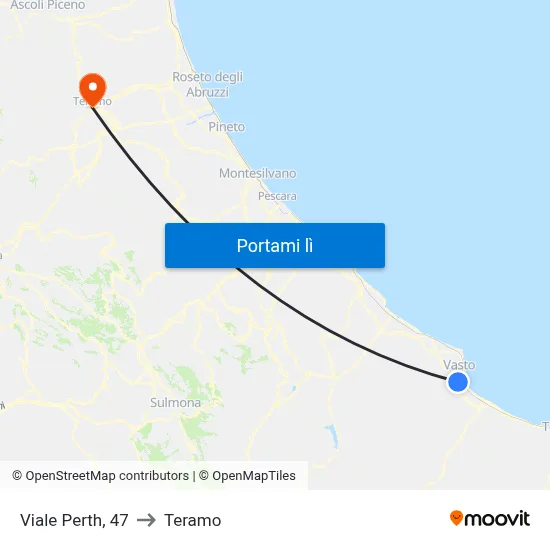 Viale Perth, 47 to Teramo map