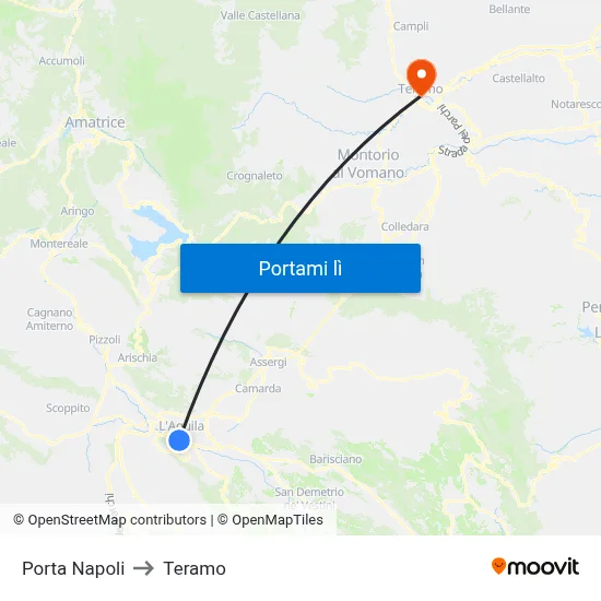 Porta Napoli to Teramo map