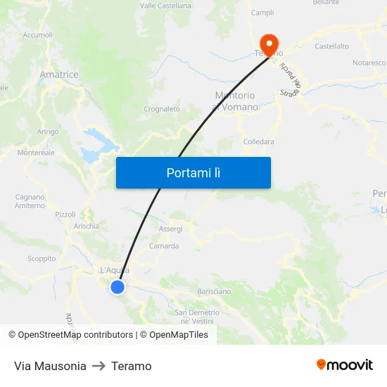 Via Mausonia to Teramo map