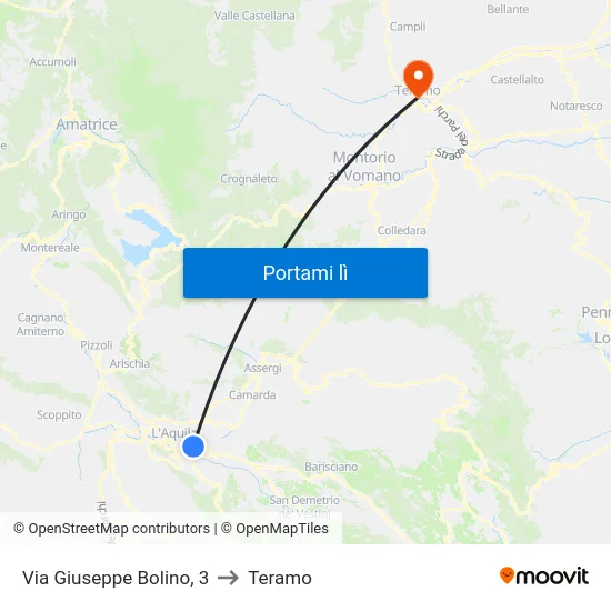 Via Giuseppe Bolino, 3 to Teramo map