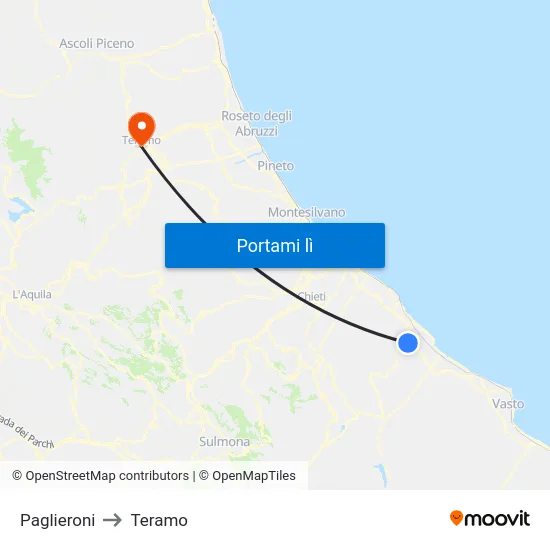 Paglieroni to Teramo map