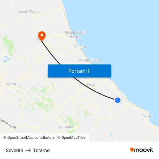 Severini to Teramo map