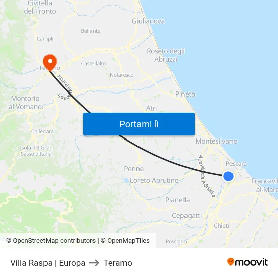 Villa Raspa | Europa to Teramo map