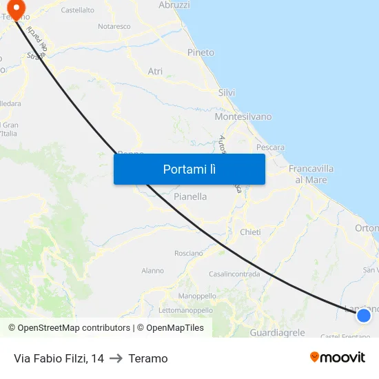 Via Fabio Filzi, 14 to Teramo map