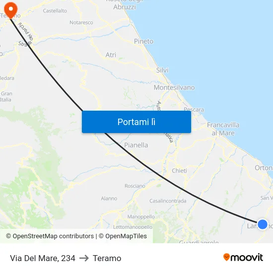 Via Del Mare, 234 to Teramo map