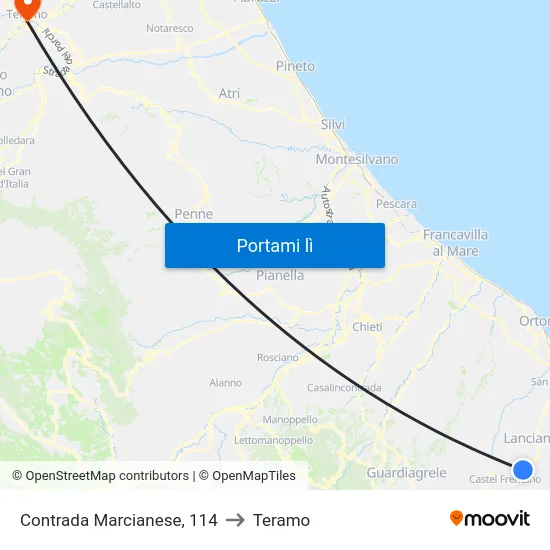 Contrada Marcianese, 114 to Teramo map