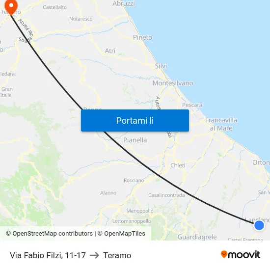 Via Fabio Filzi, 11-17 to Teramo map