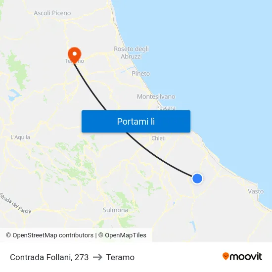 Contrada Follani, 273 to Teramo map