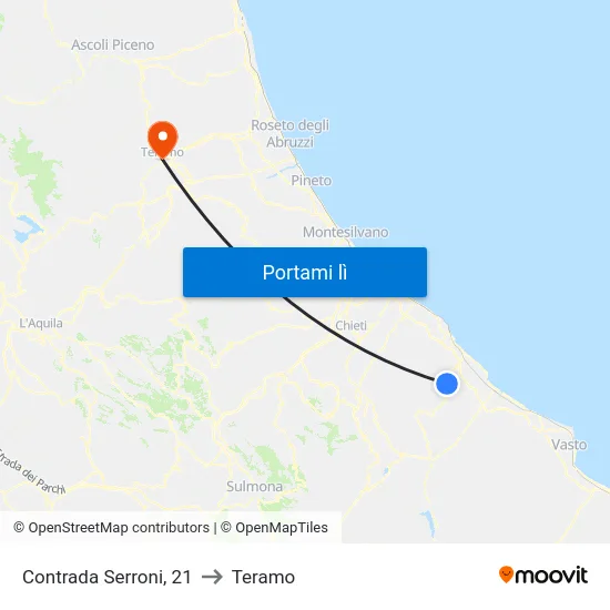 Contrada Serroni, 21 to Teramo map