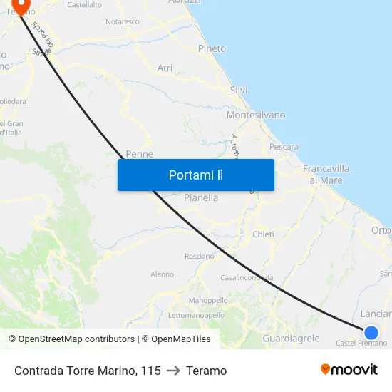 Contrada Torre Marino, 115 to Teramo map