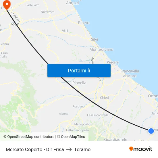 Mercato Coperto - Dir Frisa to Teramo map