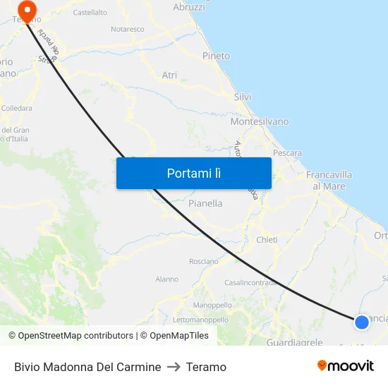 Bivio Madonna Del Carmine to Teramo map