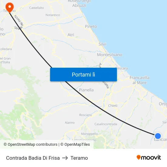 Contrada Badia Di Frisa to Teramo map