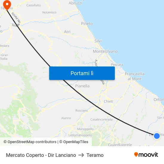 Mercato Coperto - Dir Lanciano to Teramo map