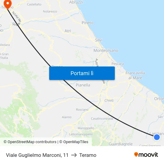 Viale Guglielmo Marconi, 11 to Teramo map