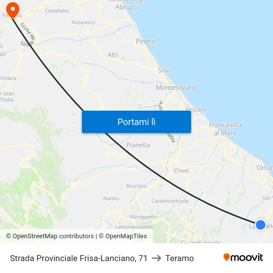 Strada Provinciale Frisa-Lanciano, 71 to Teramo map