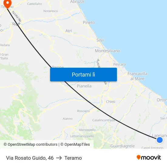 Via Rosato Guido, 46 to Teramo map