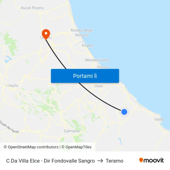 C.Da Villa Elce - Dir Fondovalle Sangro to Teramo map