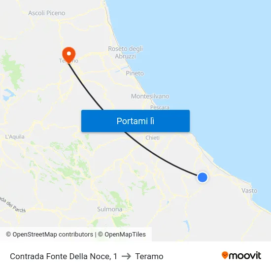 Contrada Fonte Della Noce, 1 to Teramo map