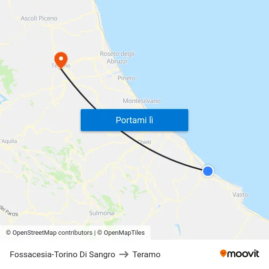 Fossacesia-Torino Di Sangro to Teramo map