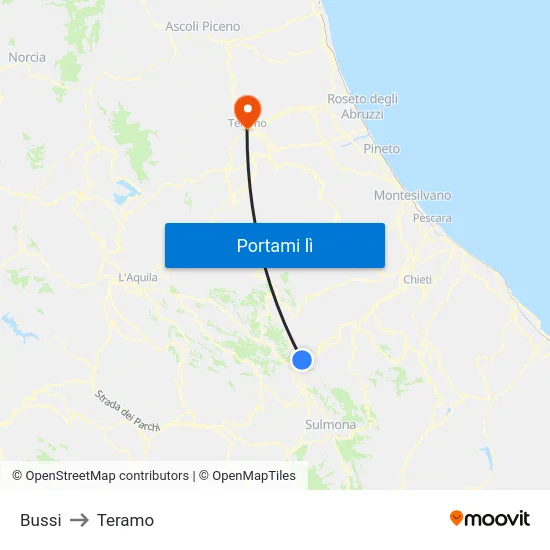 Bussi to Teramo map