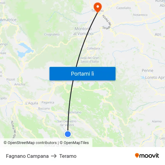 Fagnano Campana to Teramo map