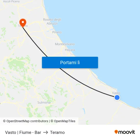 Vasto | Fiume - Bar to Teramo map