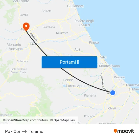 Po - Obi to Teramo map