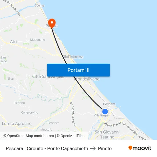 Pescara | Circuito - Ponte Capacchietti to Pineto map