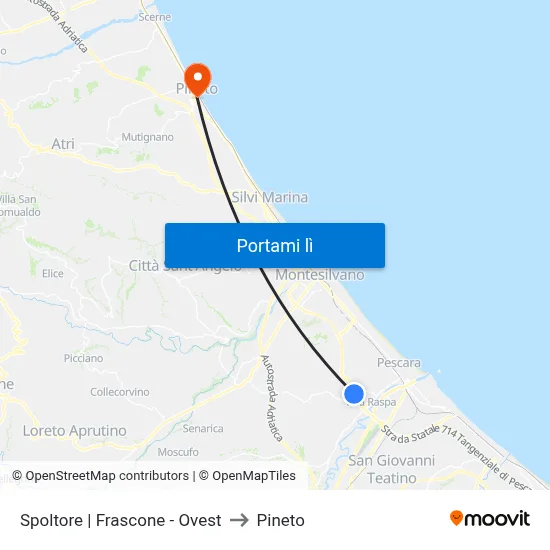 Spoltore | Frascone - Ovest to Pineto map