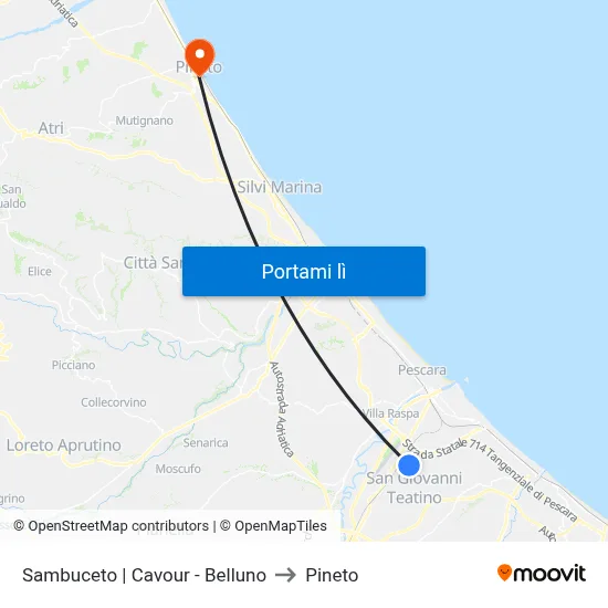 Sambuceto | Cavour - Belluno to Pineto map