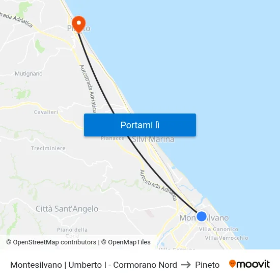 Montesilvano | Umberto I - Cormorano Nord to Pineto map