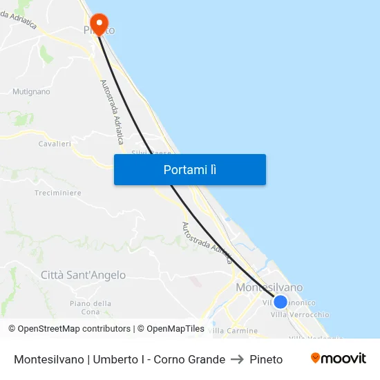 Montesilvano | Umberto I - Corno Grande to Pineto map