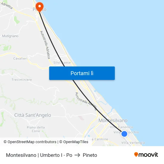 Montesilvano | Umberto I - Po to Pineto map