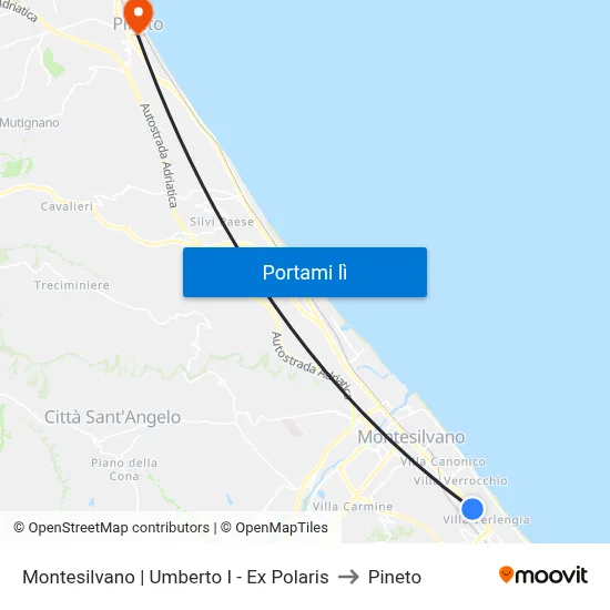 Montesilvano | Umberto I - Ex Polaris to Pineto map