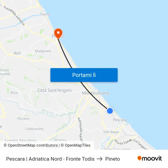 Pescara | Adriatica Nord - Fronte Todis to Pineto map