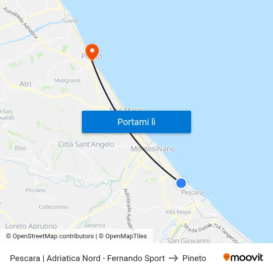 Pescara | Adriatica Nord - Fernando Sport to Pineto map